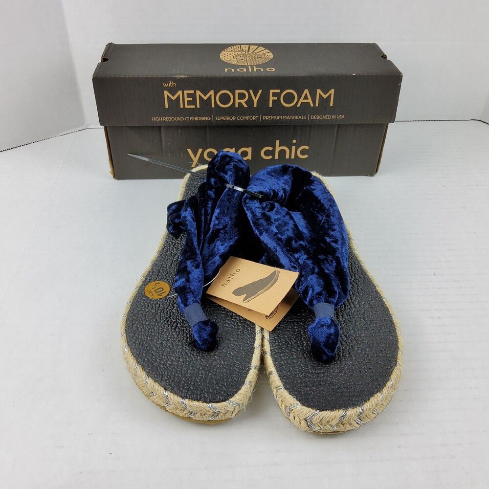 Nalho Velvet Memory Foam Yoga Espadrille Ankle Wrap Sandals Size 10.5 US/ 41 EU